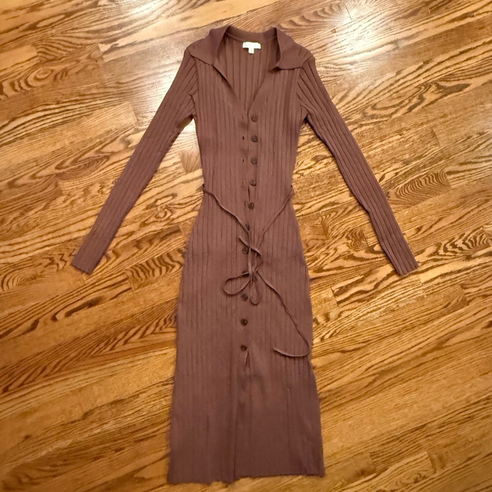 Elegant Brown Button-Up Dress
